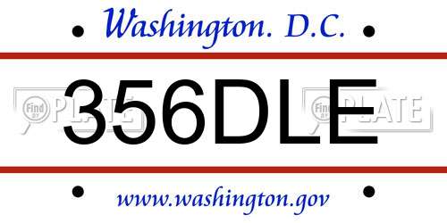 356DLE District Of Columbia License Plate