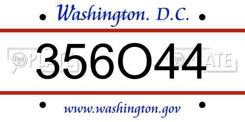 356O44 District Of Columbia License Plate