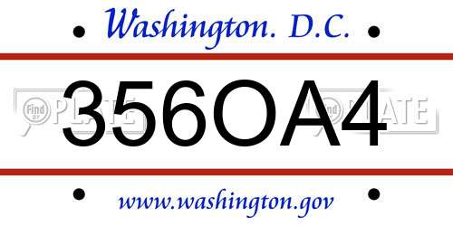 356OA4 District Of Columbia License Plate