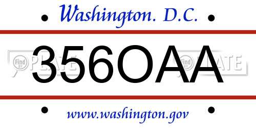 356OAA District Of Columbia License Plate