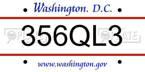 356QL3 District Of Columbia License Plate