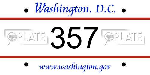 357 District Of Columbia License Plate