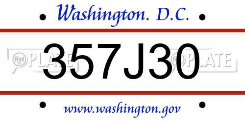 357J30 District Of Columbia License Plate