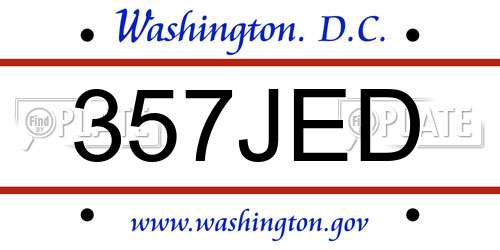 357JED District Of Columbia License Plate