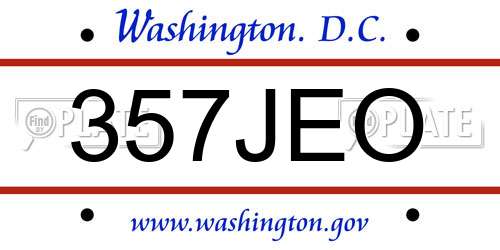 357JEO District Of Columbia License Plate