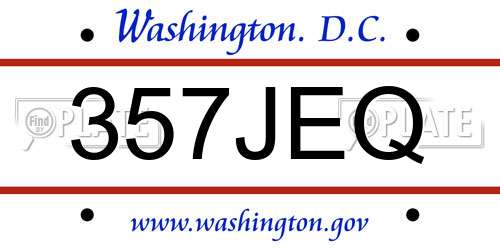 357JEQ District Of Columbia License Plate