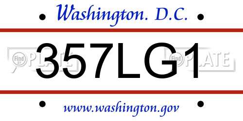 357LG1 District Of Columbia License Plate