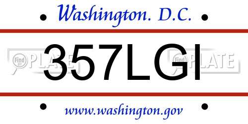 357LGI District Of Columbia License Plate