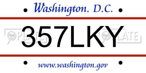 357LKY District Of Columbia License Plate