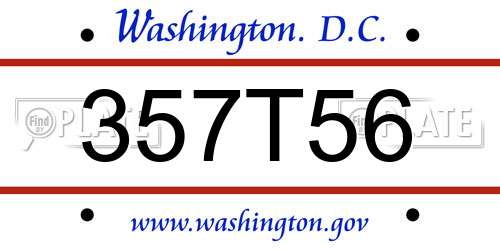 357T56 District Of Columbia License Plate