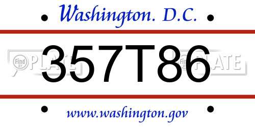 357T86 District Of Columbia License Plate