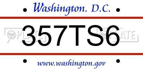 357TS6 District Of Columbia License Plate