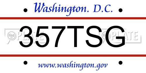357TSG District Of Columbia License Plate