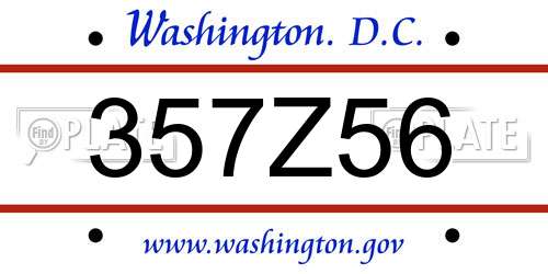 357Z56 District Of Columbia License Plate