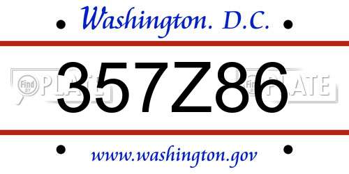 357Z86 District Of Columbia License Plate