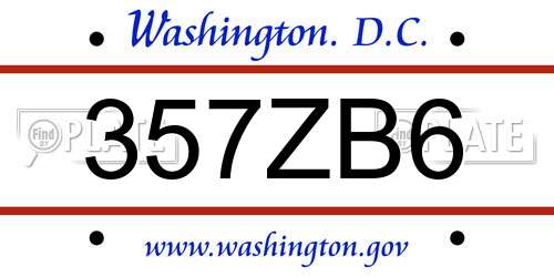 357ZB6 District Of Columbia License Plate