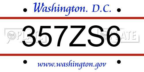 357ZS6 District Of Columbia License Plate