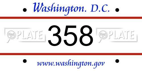 358 District Of Columbia License Plate