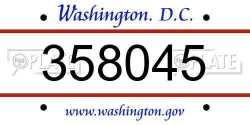 358045 District Of Columbia License Plate