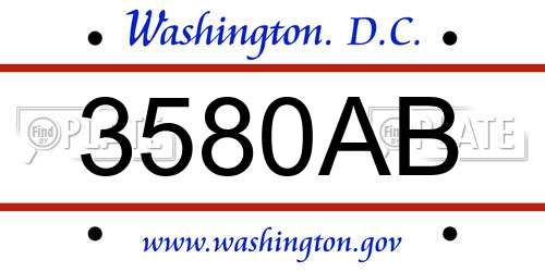 3580AB District Of Columbia License Plate