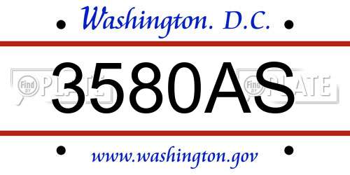 3580AS District Of Columbia License Plate