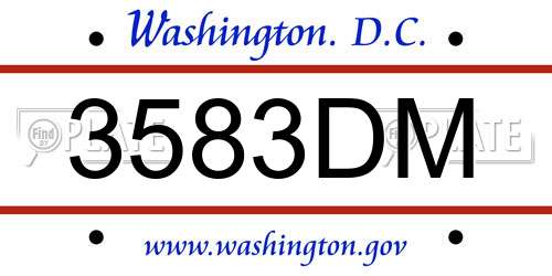 3583DM District Of Columbia License Plate