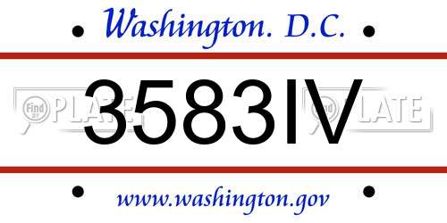 3583IV District Of Columbia License Plate