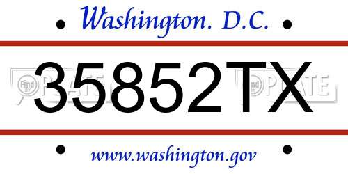 35852TX District Of Columbia License Plate