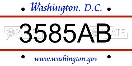 3585AB District Of Columbia License Plate