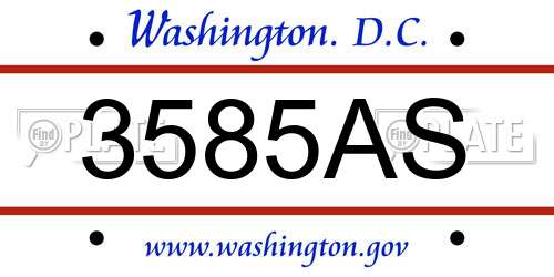3585AS District Of Columbia License Plate