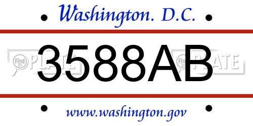 3588AB District Of Columbia License Plate
