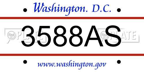 3588AS District Of Columbia License Plate