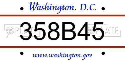 358B45 District Of Columbia License Plate