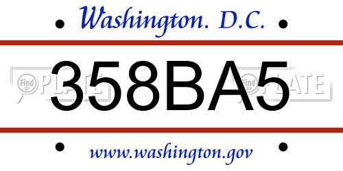 358BA5 District Of Columbia License Plate
