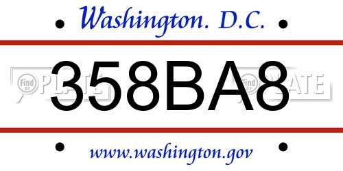 358BA8 District Of Columbia License Plate