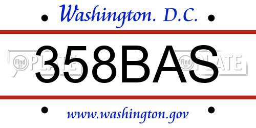 358BAS District Of Columbia License Plate