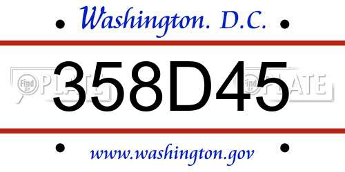 358D45 District Of Columbia License Plate