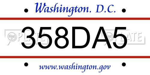 358DA5 District Of Columbia License Plate