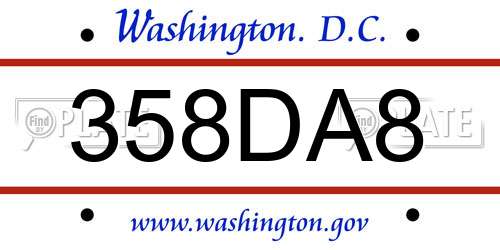 358DA8 District Of Columbia License Plate