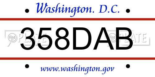 358DAB District Of Columbia License Plate