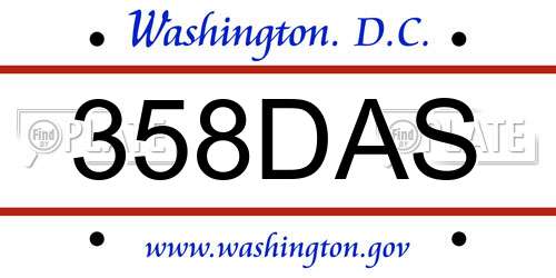 358DAS District Of Columbia License Plate