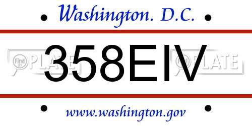358EIV District Of Columbia License Plate