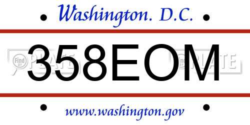 358EOM District Of Columbia License Plate