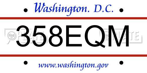358EQM District Of Columbia License Plate