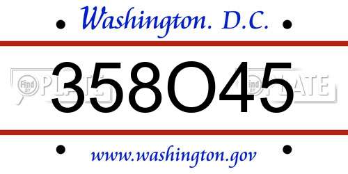 358O45 District Of Columbia License Plate
