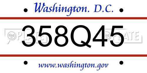 358Q45 District Of Columbia License Plate