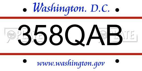358QAB District Of Columbia License Plate