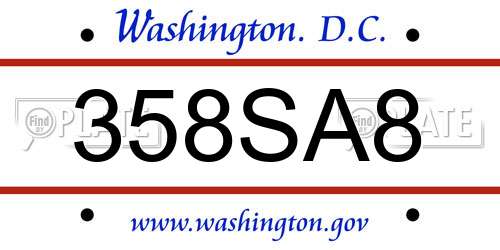 358SA8 District Of Columbia License Plate