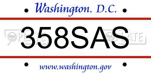 358SAS District Of Columbia License Plate