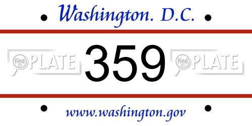 359 District Of Columbia License Plate